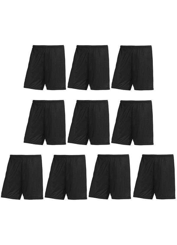 Pmc - Kit Atacado 10 Calções Pmc Futebol Masculino Preto
