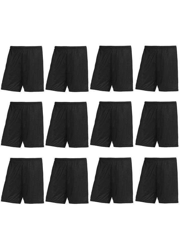 Pmc - Kit Atacado 12 Calções Pmc Futebol Masculino Preto