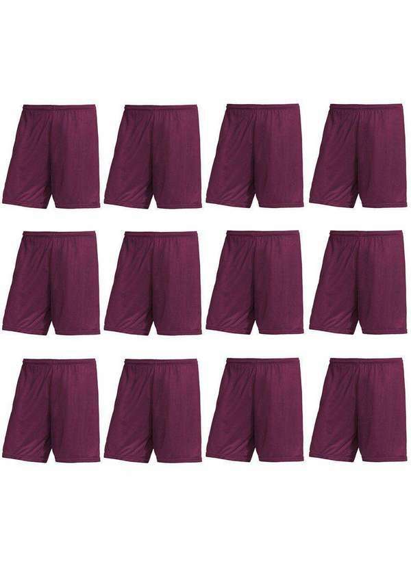 Pmc - Kit Atacado 12 Calções Pmc Futebol Masculino Roxo