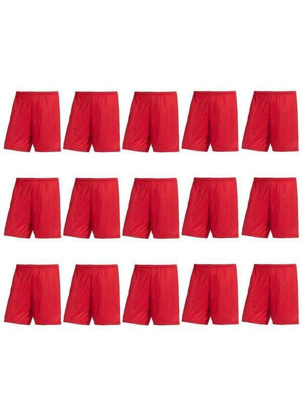 Pmc - Kit Atacado 15 Calções Pmc Futebol Masculino Vermelho