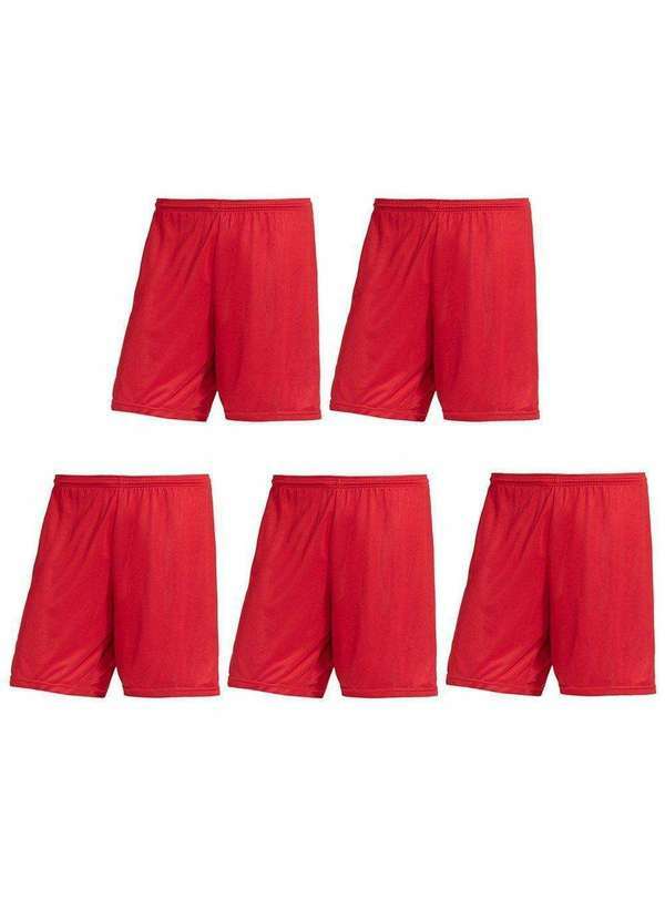 Pmc - Kit Atacado 5 Calções Pmc Futebol Plus Size Masculino Vermelho