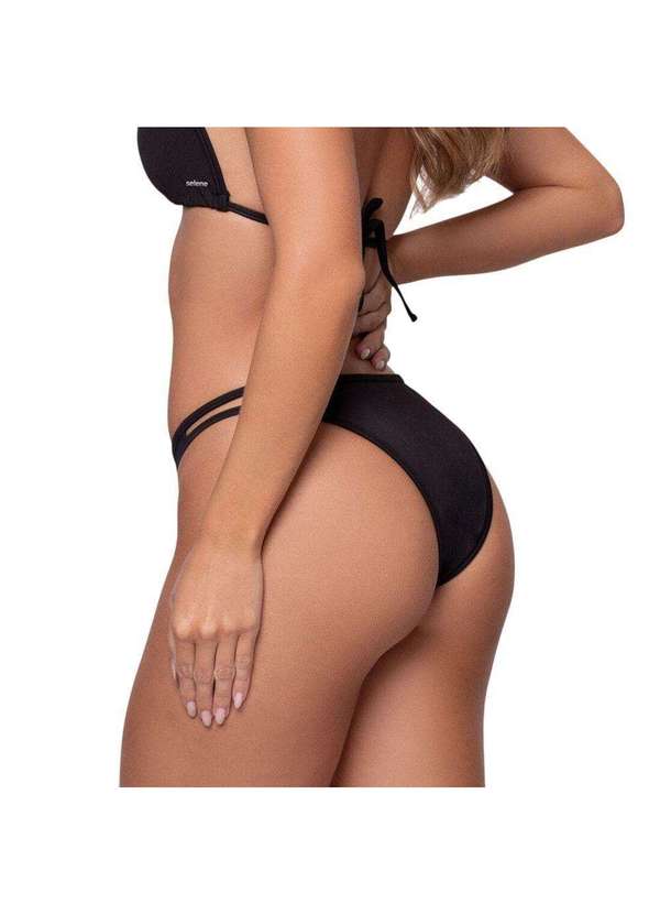 Selene - Calcinha Biquíni Selene com Tiras Feminina Preto 2