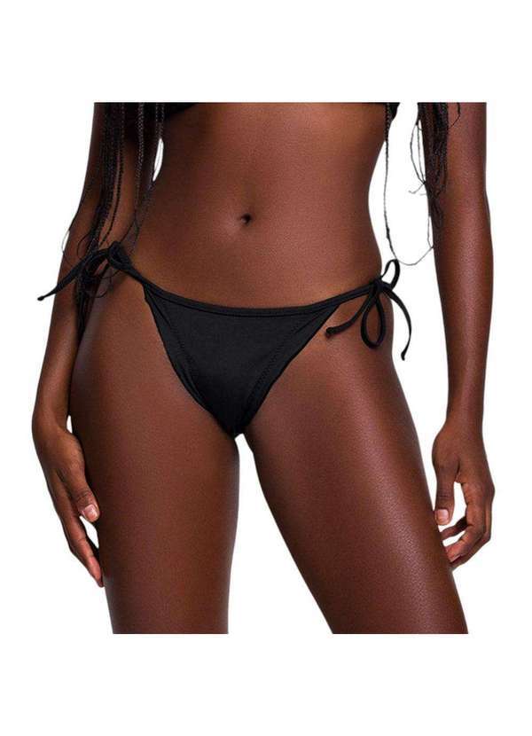 Selene - Calcinha Biquíni Selene Frufru com Laço Feminina Preto