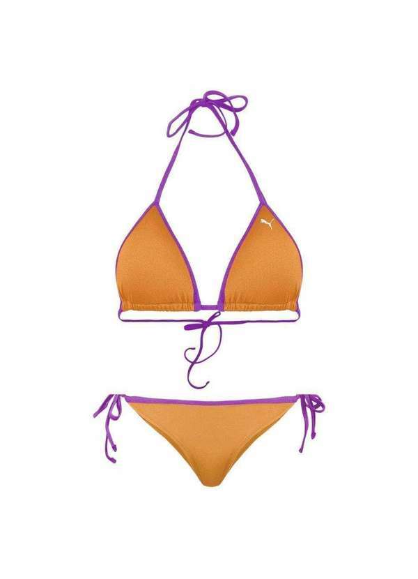 Puma - Conjunto Biquíni Puma Top Calcinha Laço Feminino Laranja