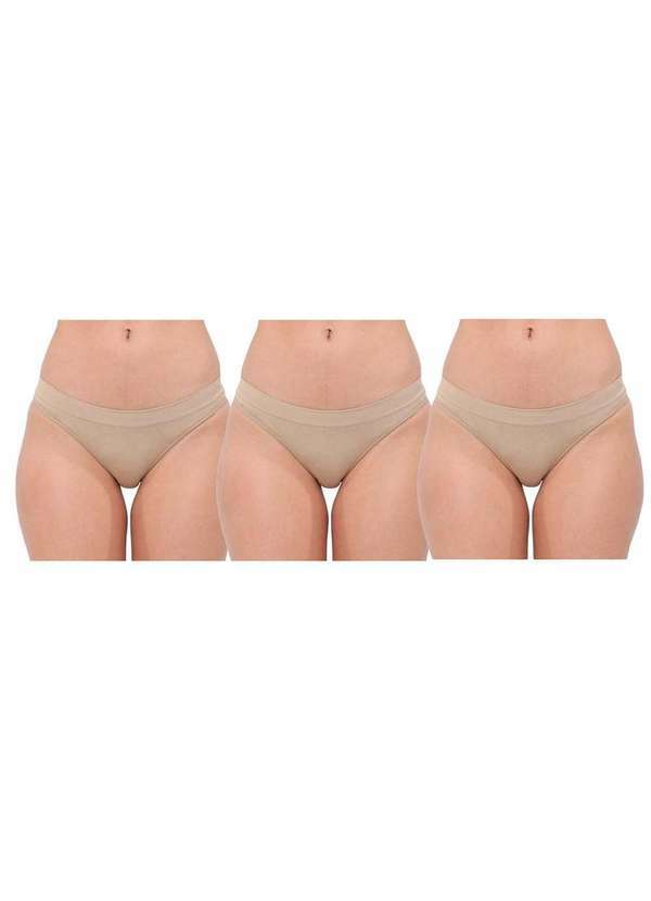 Selene - Kit 3 Calcinhas Selene Biquíni sem Costura Feminino - Nude Nude