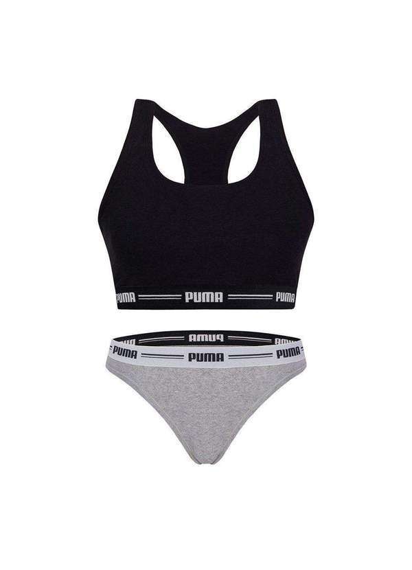 Puma - Kit Puma Top Nadador e Calcinha Biquíni Feminino Preto