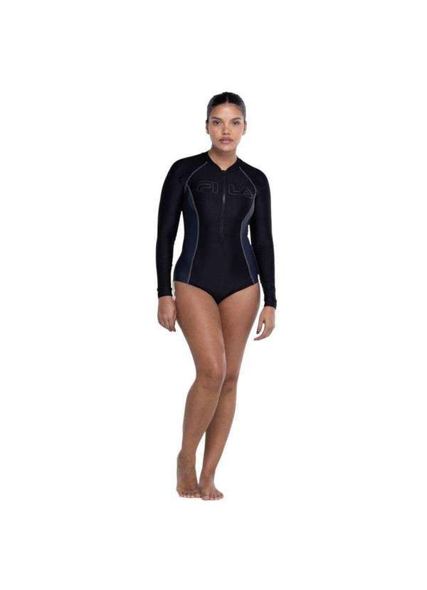 Fila - Maiô Fila Zip Ii Manga Longa Feminino Preto