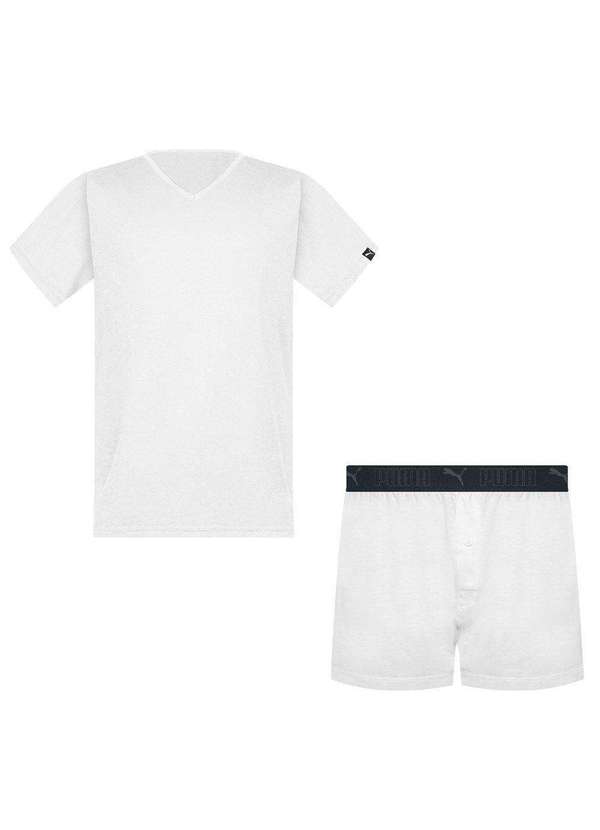 Puma - Pijama Puma Camiseta e Samba Canção Masculino Branco