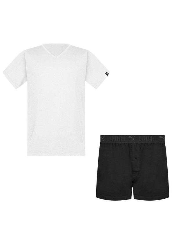 Puma - Pijama Puma Camiseta e Samba Canção Masculino Branco