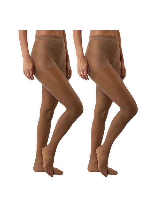 Selene - Kit 2 Meias-Calças Selene Clássica Fio 15 Plus Size Feminina Bege