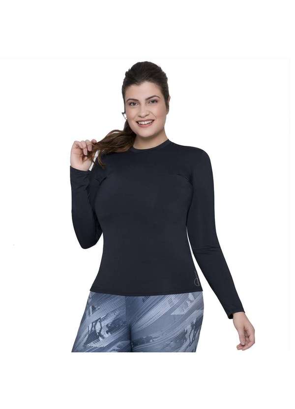 Selene - Camisa Térmica Selene Proteção Uv Plus Size Feminina - Preto Preto