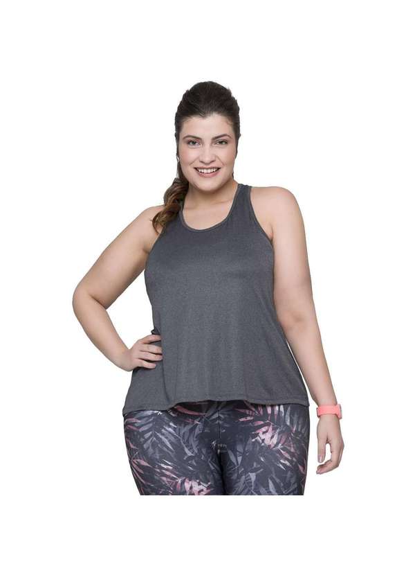 Selene - Regata Selene Fitness Plus Size Feminina - Mescla Cinza