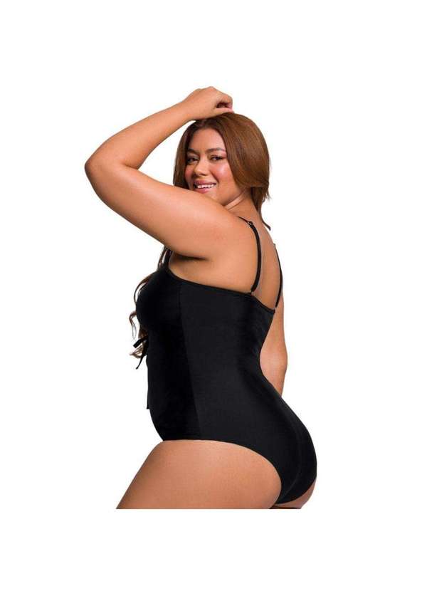 Selene - Maiô Selene com Recorte Plus Size Feminino Preto 2