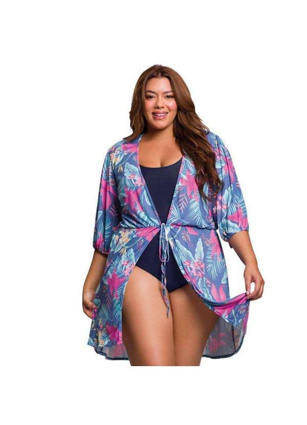 Selene - Saída de Praia Selene Verão Plus Size Feminina Azul