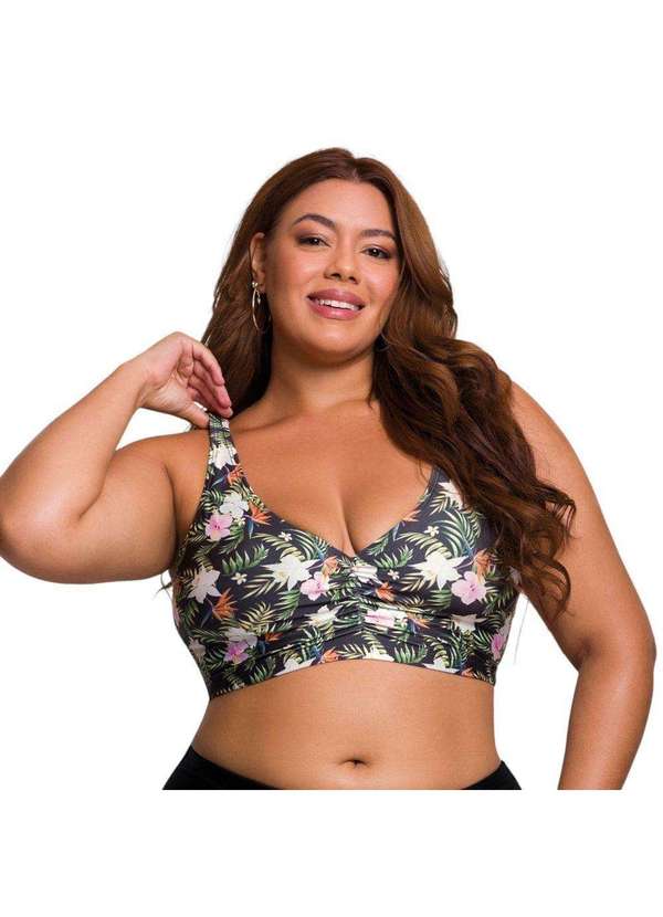 Selene - Top Biquíni Selene Regata Plus Size Feminino Preto