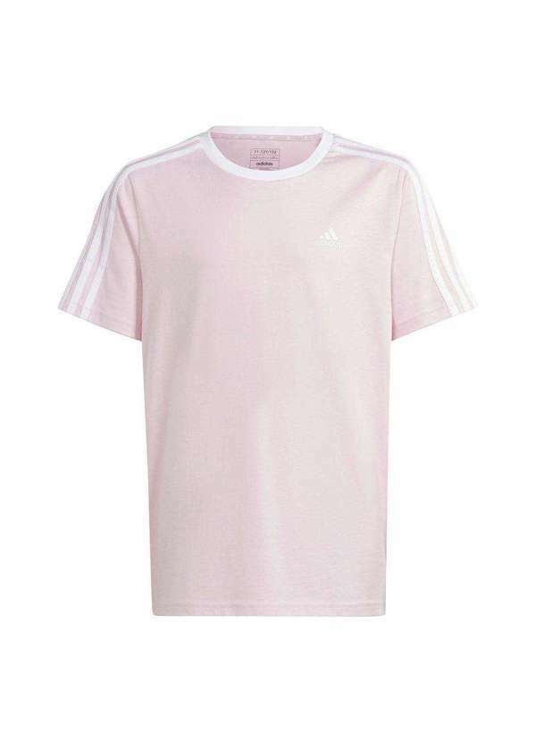 Adidas - Camiseta Adidas Essentials 3 Stripes Infantil Rosa