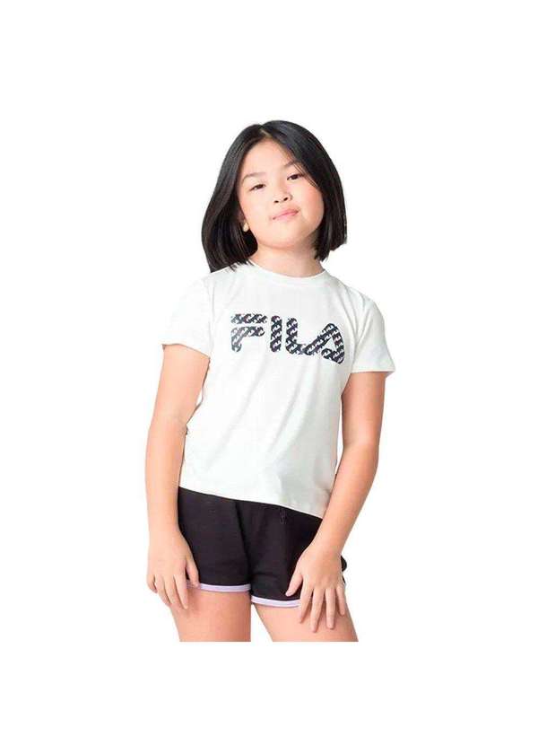 Camiseta Fila Letter Slim Infantil Branco Esporte Legal