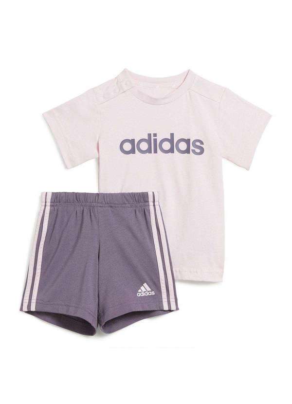 Adidas - Conjunto Adidas Camiseta e Short Logo Linear Infantil Rosa