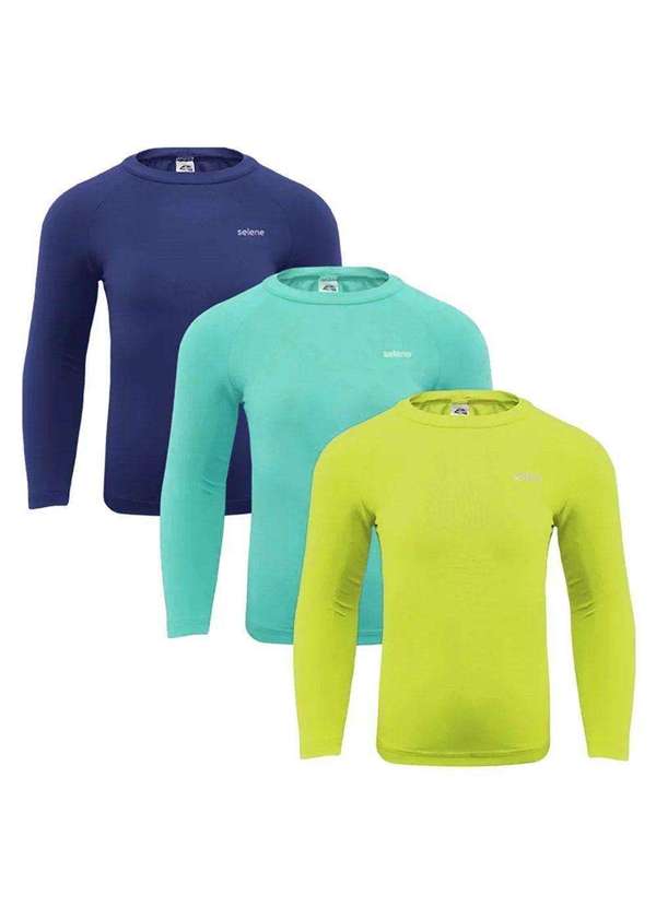 Selene - Kit 3 Camisas Térmicas Selene Proteção Uv50 Infantil Amarelo