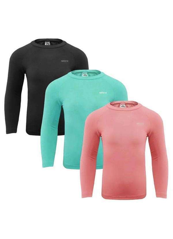 Selene - Kit 3 Camisas Térmicas Selene Proteção Uv50 Infantil Laranja