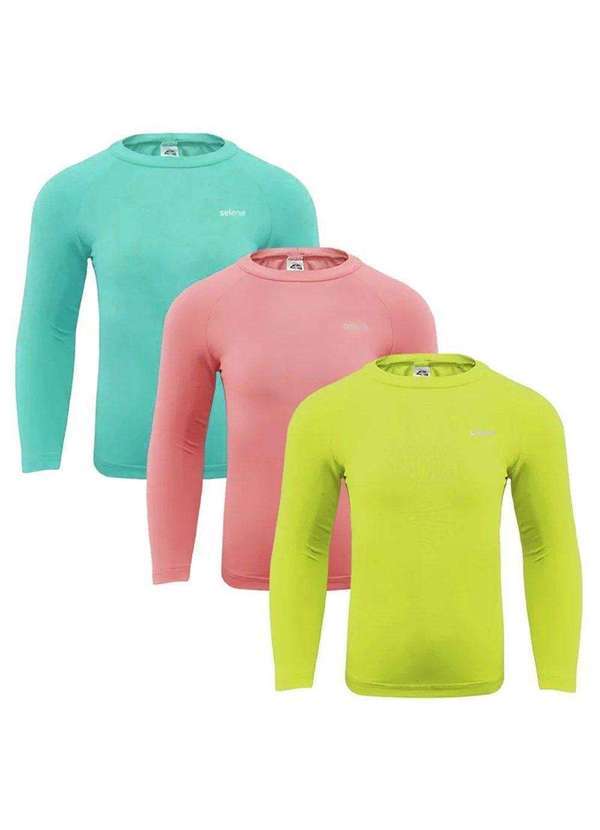 Selene - Kit 3 Camisas Térmicas Selene Proteção Uv50 Infantil Laranja