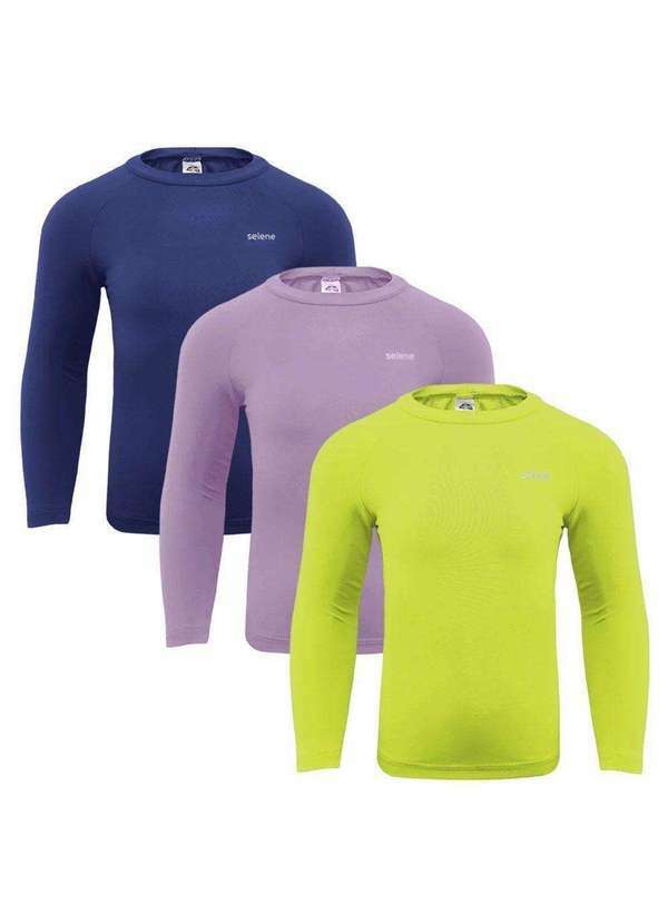 Selene - Kit 3 Camisas Térmicas Selene Proteção Uv50 Infantl Amarelo