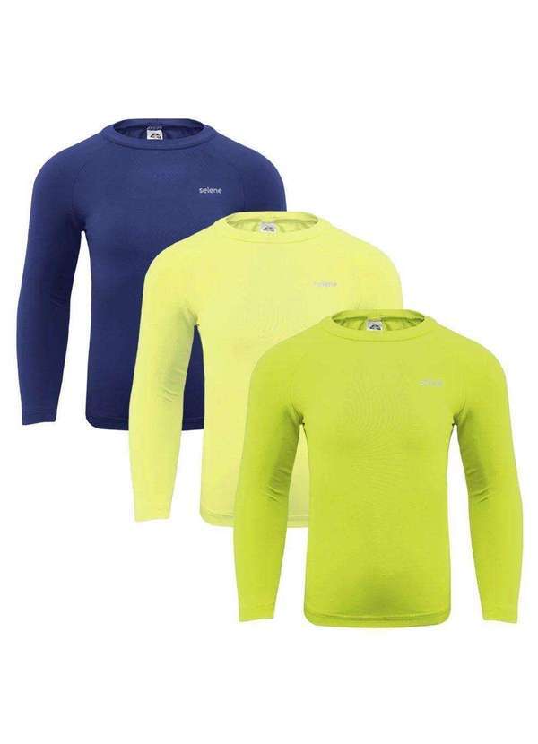 Selene - Kit 3 Camisas Térmicas Selene Proteção Uv50 Infantl Amarelo
