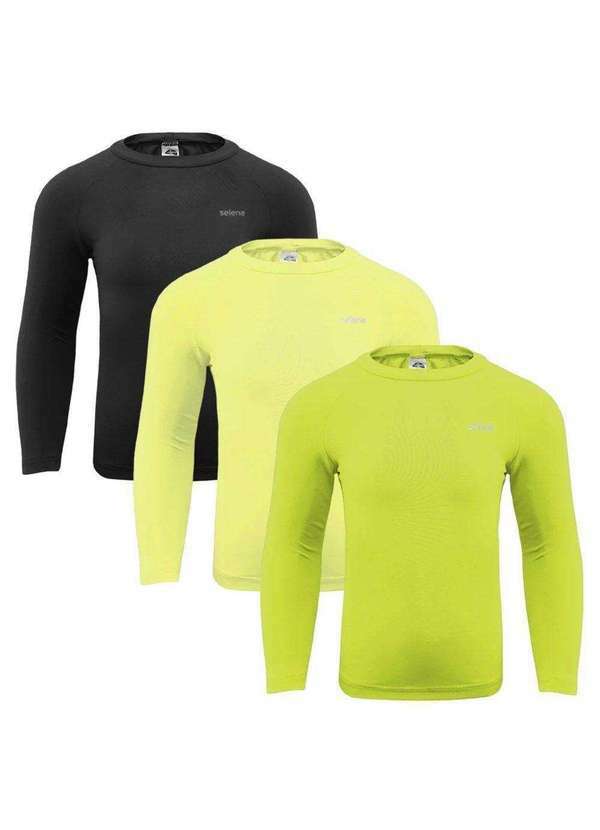 Selene - Kit 3 Camisas Térmicas Selene Proteção Uv50 Infantl Amarelo