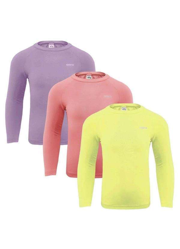 Selene - Kit 3 Camisas Térmicas Selene Proteção Uv50 Infantl Amarelo