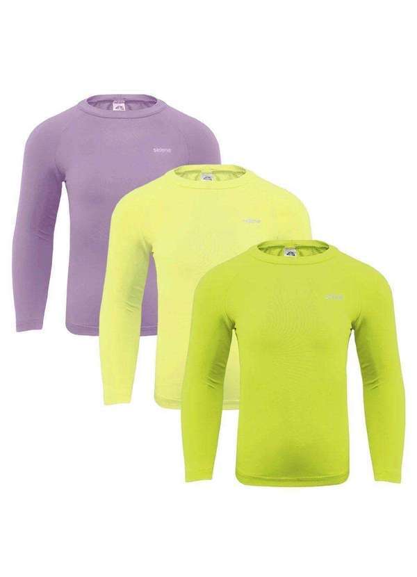 Selene - Kit 3 Camisas Térmicas Selene Proteção Uv50 Infantl Amarelo