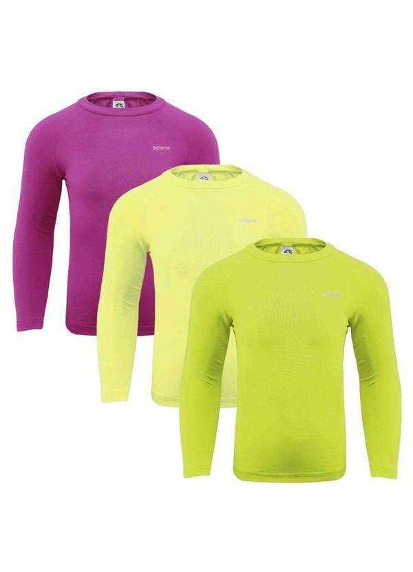 Selene - Kit 3 Camisas Térmicas Selene Proteção Uv50 Infantl Amarelo