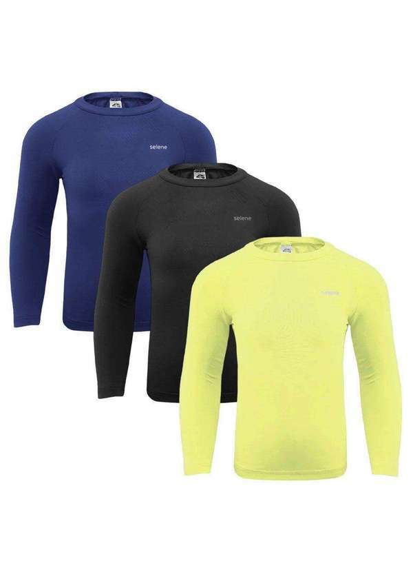 Selene - Kit 3 Camisas Térmicas Selene Proteção Uv50 Infantl Azul