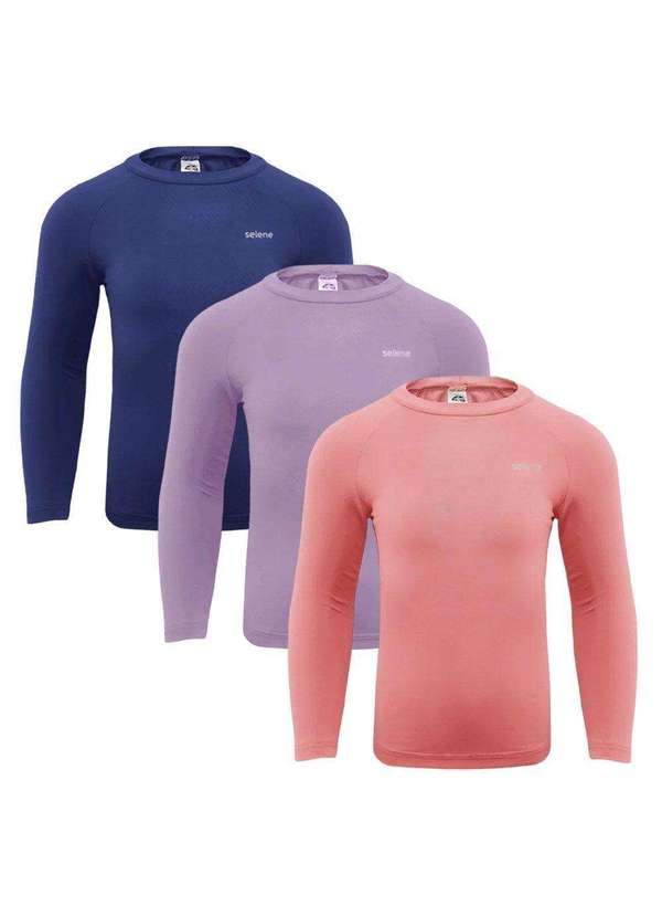 Selene - Kit 3 Camisas Térmicas Selene Proteção Uv50 Infantl Azul