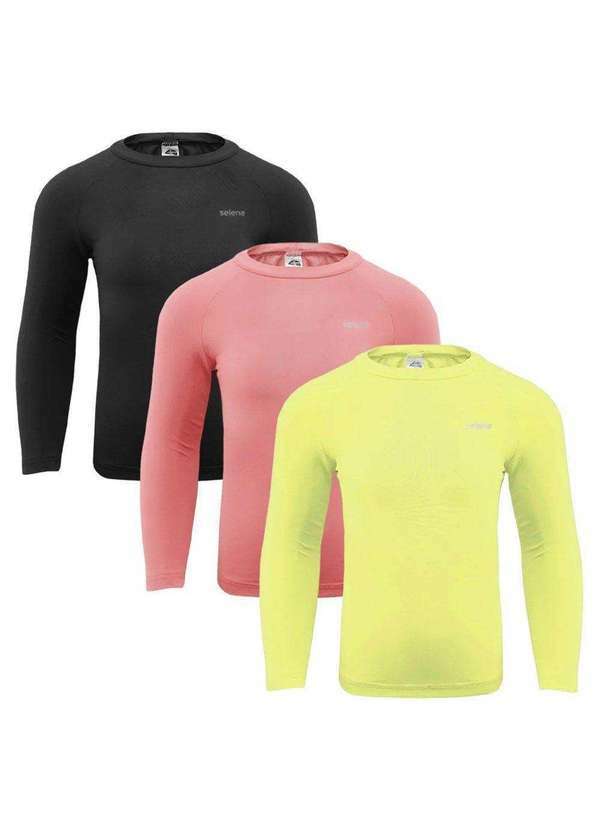 Selene - Kit 3 Camisas Térmicas Selene Proteção Uv50 Infantl Laranja