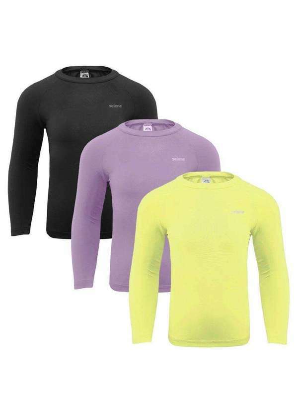 Selene - Kit 3 Camisas Térmicas Selene Proteção Uv50 Infantl Preto
