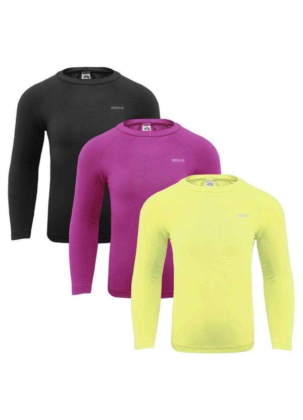 Selene - Kit 3 Camisas Térmicas Selene Proteção Uv50 Infantl Rosa 1