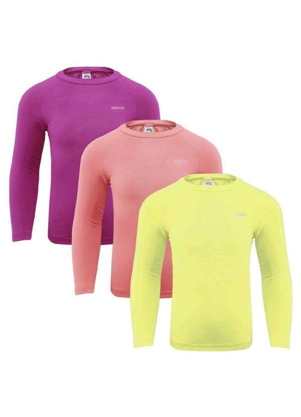 Selene - Kit 3 Camisas Térmicas Selene Proteção Uv50 Infantl Rosa 1