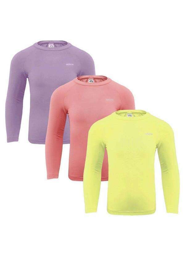 Selene - Kit 3 Camisas Térmicas Selene Proteção Uv50 Juvenil Amarelo