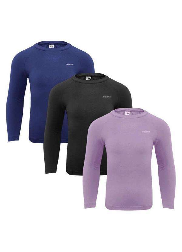 Selene - Kit 3 Camisas Térmicas Selene Proteção Uv50 Juvenil Azul