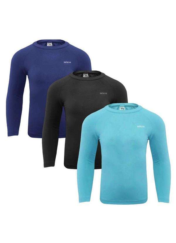 Selene - Kit 3 Camisas Térmicas Selene Proteção Uv50 Juvenil Azul