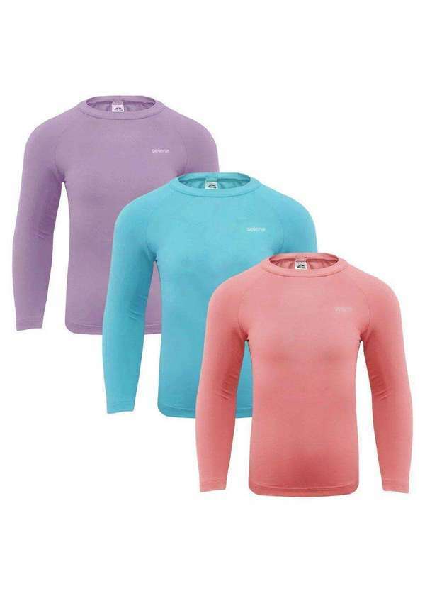 Selene - Kit 3 Camisas Térmicas Selene Proteção Uv50 Juvenil Azul