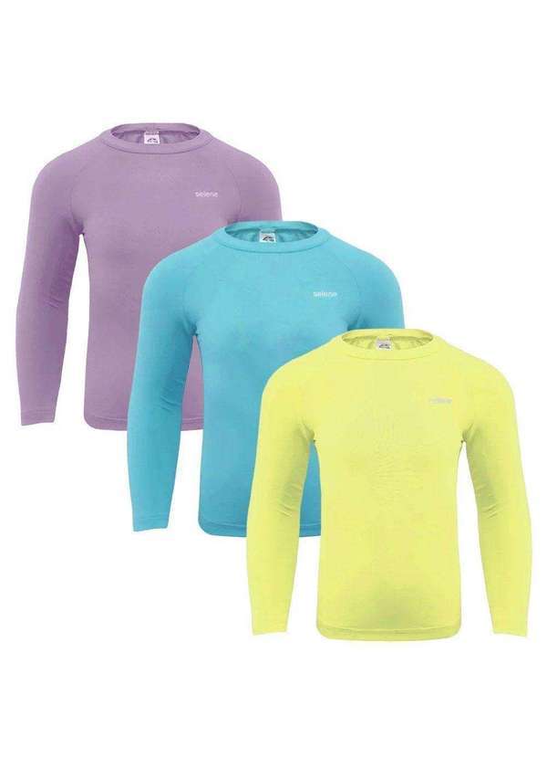 Selene - Kit 3 Camisas Térmicas Selene Proteção Uv50 Juvenil Azul
