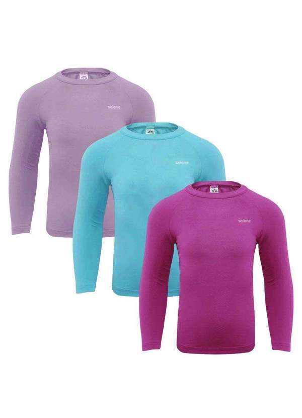 Selene - Kit 3 Camisas Térmicas Selene Proteção Uv50 Juvenil Rosa