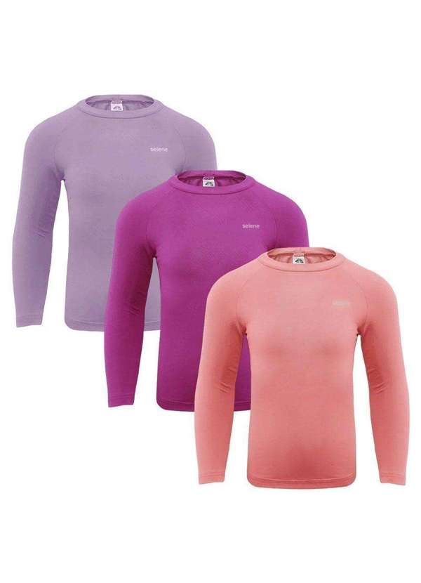 Selene - Kit 3 Camisas Térmicas Selene Proteção Uv50 Juvenil Rosa 1