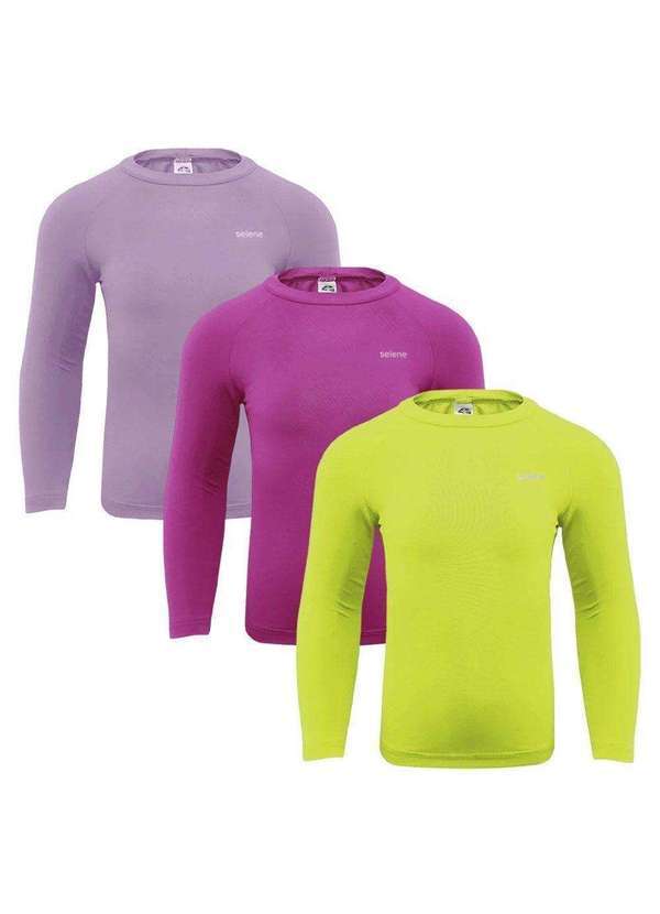 Selene - Kit 3 Camisas Térmicas Selene Proteção Uv50 Juvenil Rosa