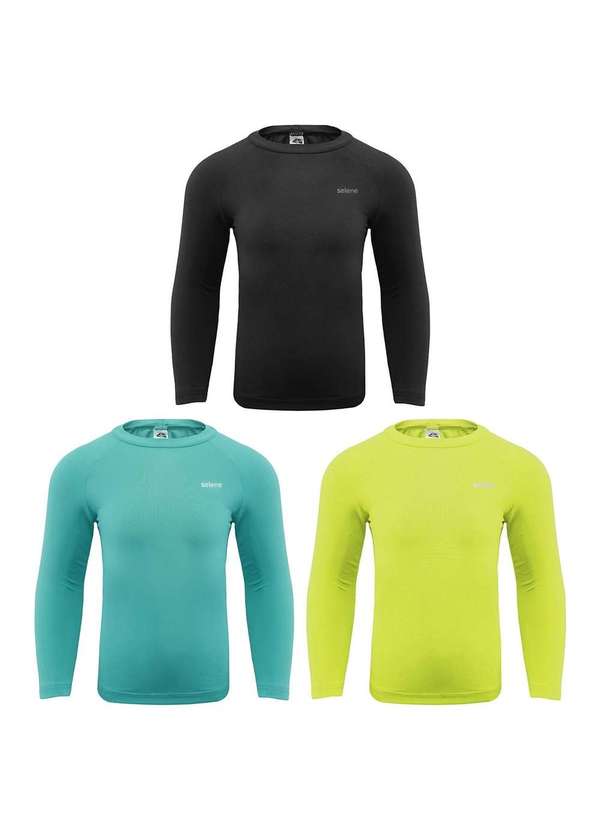 Selene - Kit 3 Camisas Térmicas Selene Uv50 Manga Longa Infantil Amarelo 1
