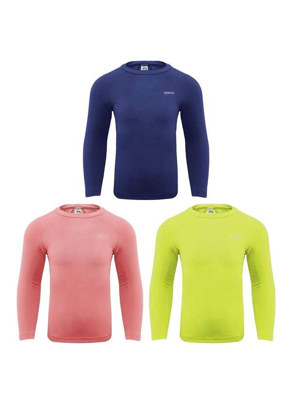 Selene - Kit 3 Camisas Térmicas Selene Uv50 Manga Longa Infantil Rosa 1