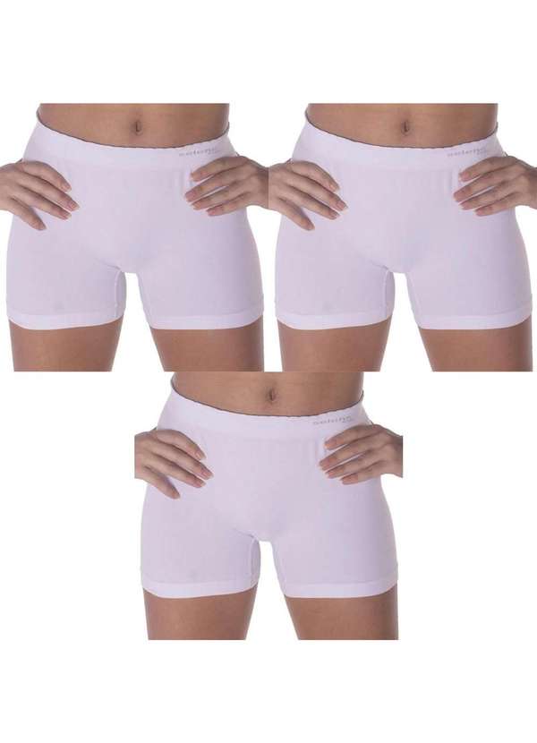Selene - Kit 3 Calcinhas Boxer Selene sem Costura Infantil - Branco Branco