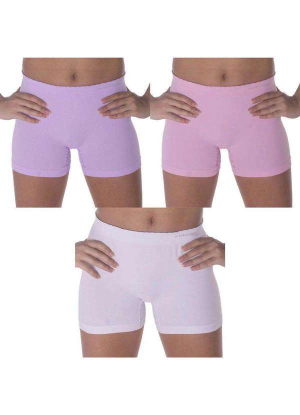 Selene - Kit 3 Calcinhas Boxer Selene sem Costura Infantil Branco