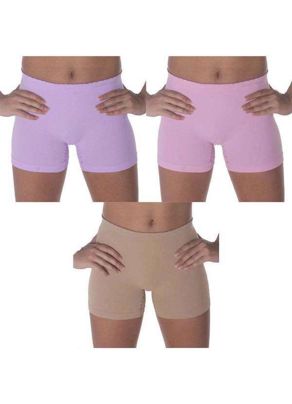 Selene - Kit 3 Calcinhas Boxer Selene sem Costura Infantil Roxo